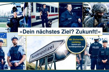 Das Foto zeigt eine Fotocollage zur Ausbildungsvielfalt der Bundespolizei